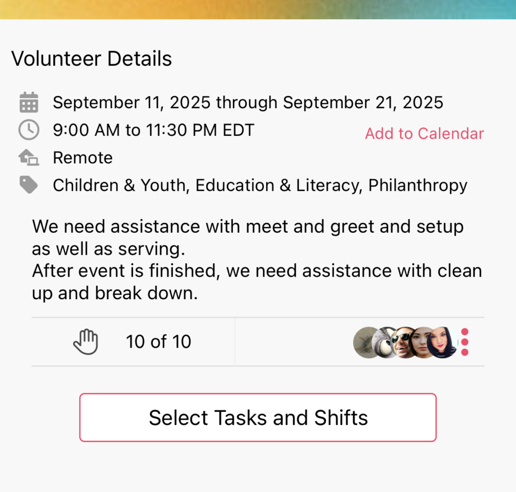 taskandshift-mobile Easy sign up to volunteer shifts